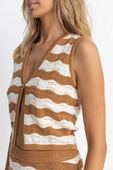 Sunny Knit Vest Cacao Stripe