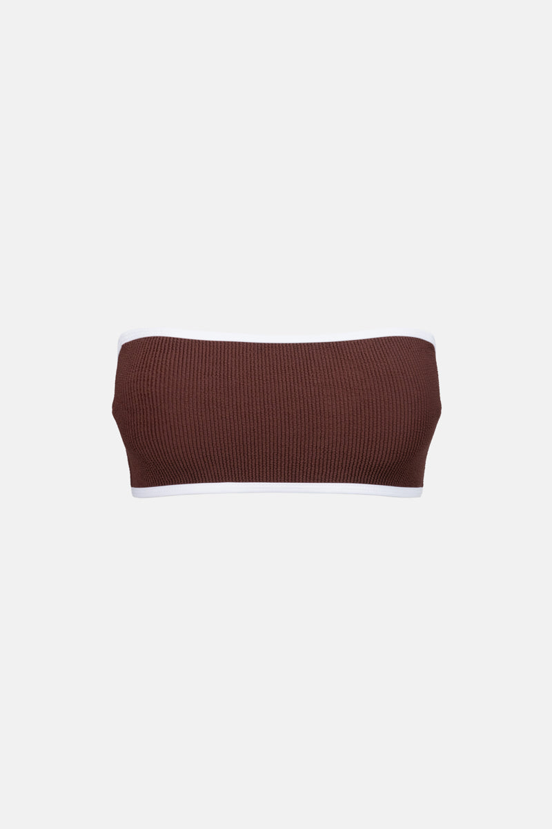 Essential Rib Contrast Bandeau Top Cafe