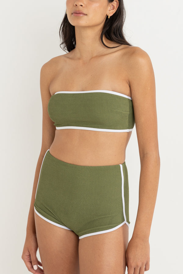 Essential Rib Contrast Bandeau Top Olive