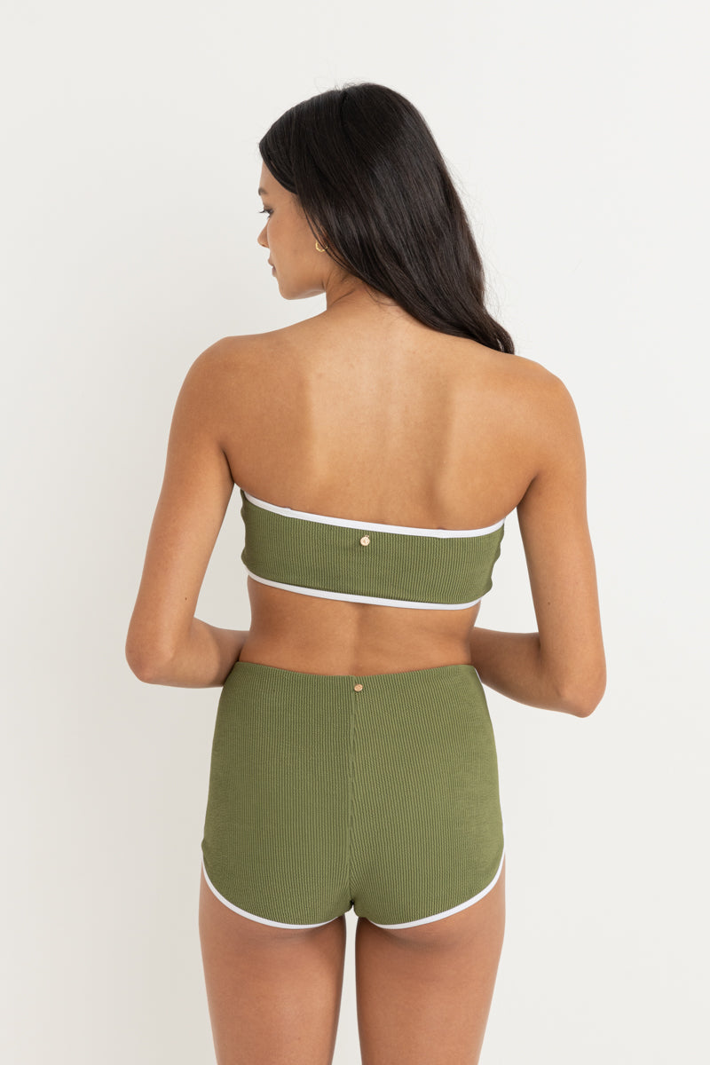 Essential Rib Contrast Bandeau Top Olive