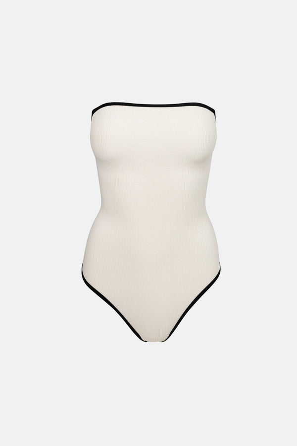 Essential Rib Contrast One Piece Creme