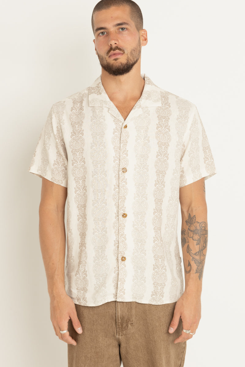 Pineapple Stripe Ss Shirt Sand