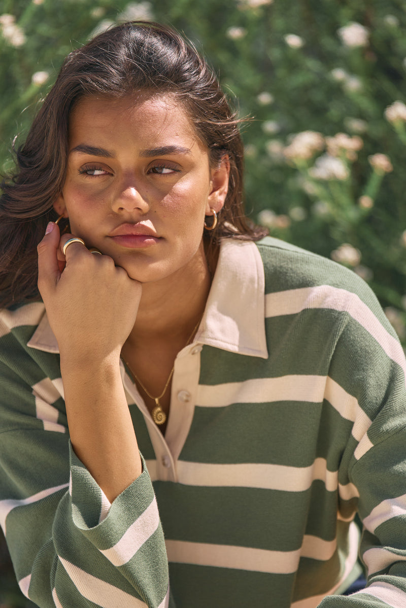 Rugby Polo Knit Sweater Olive