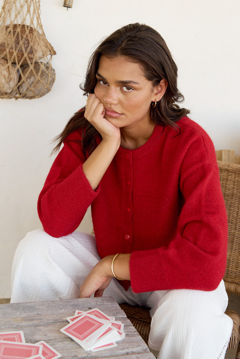 Estelle Fluffy Cardigan Chilli