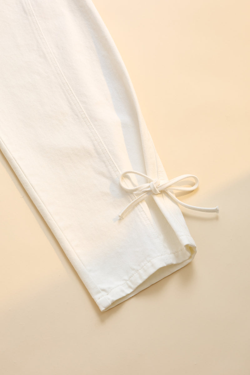Low Rise Tie Side Jean White