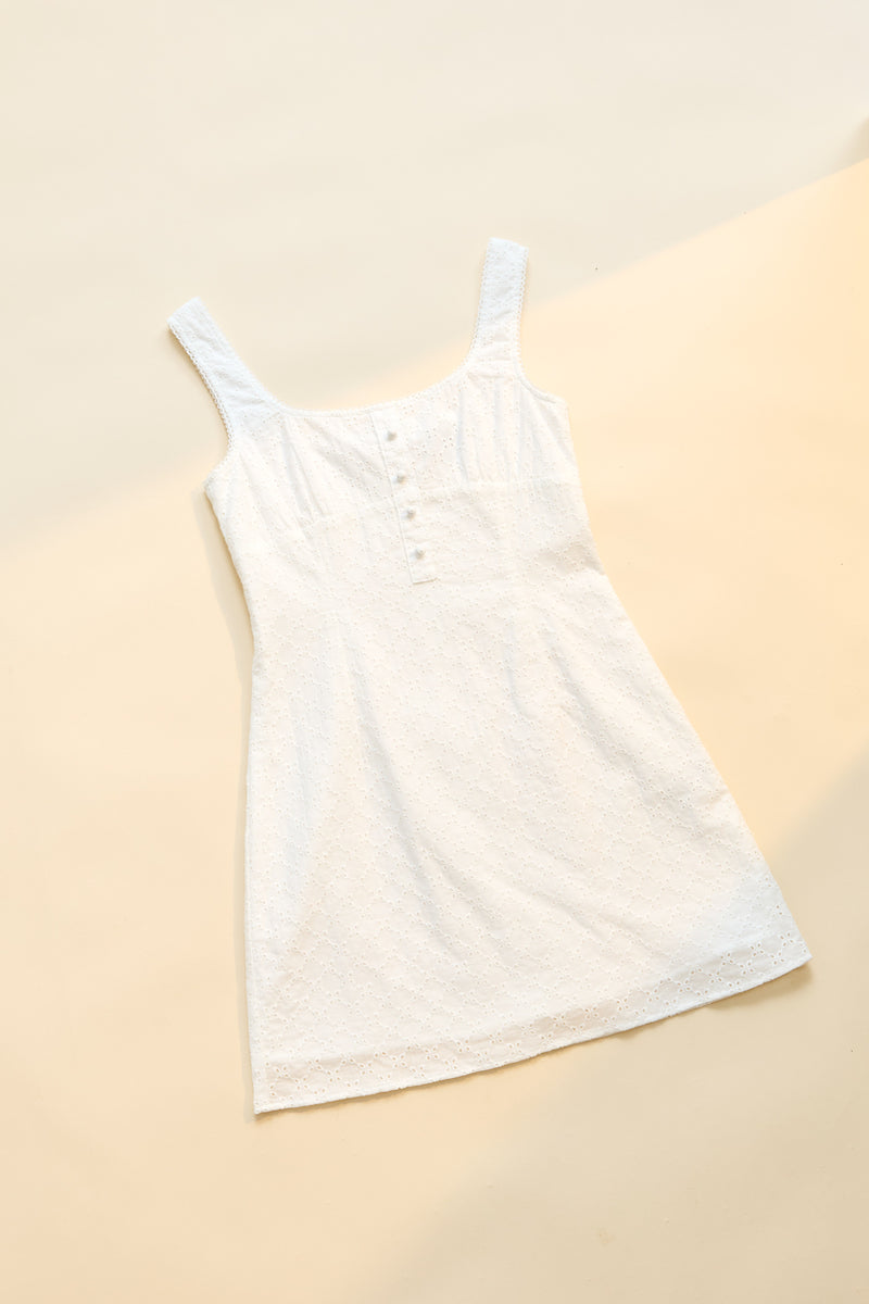 Lia Broderie Mini Dress White