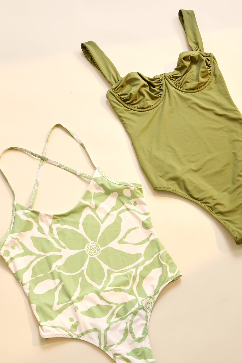 Poppy Floral Cross Back One Piece Apple