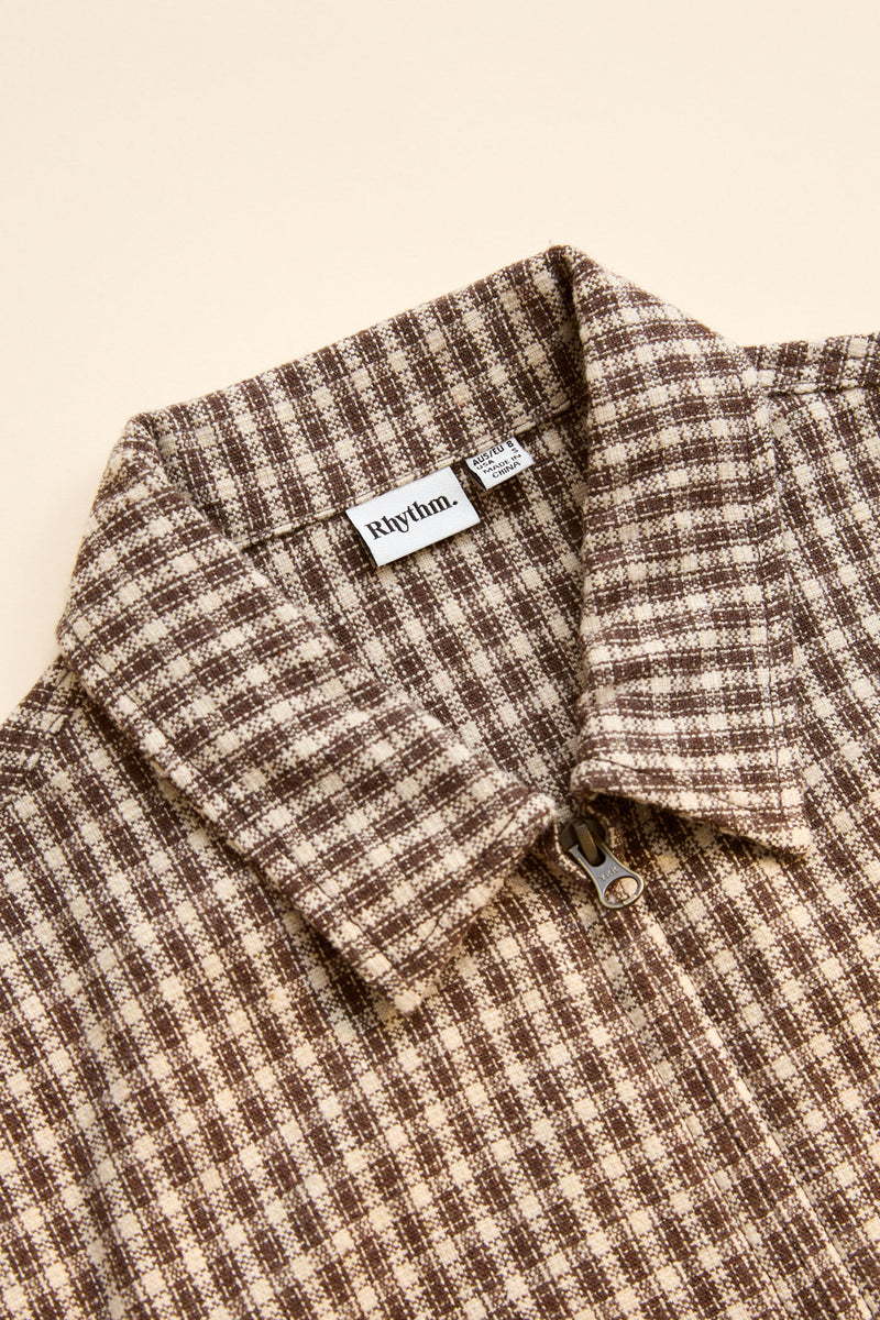 Milly Check Crop Jacket Brown