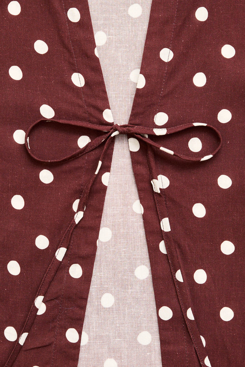 Polka Dot Tie Front Shirt  Cafe