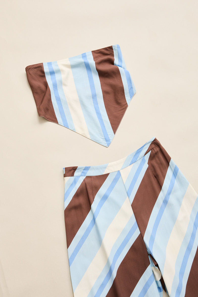 Siesta Stripe Scarf Top  Sky