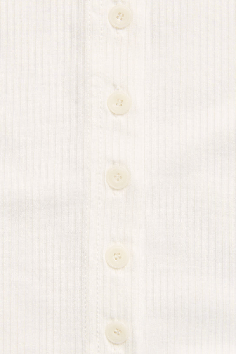 Portia Button Down Rib Top White