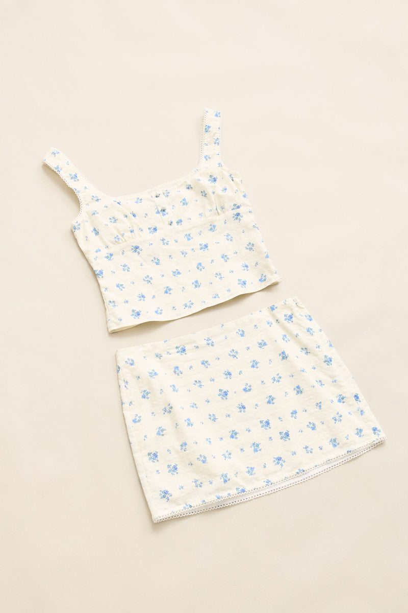 Dahlia Mini Skirt  Sky