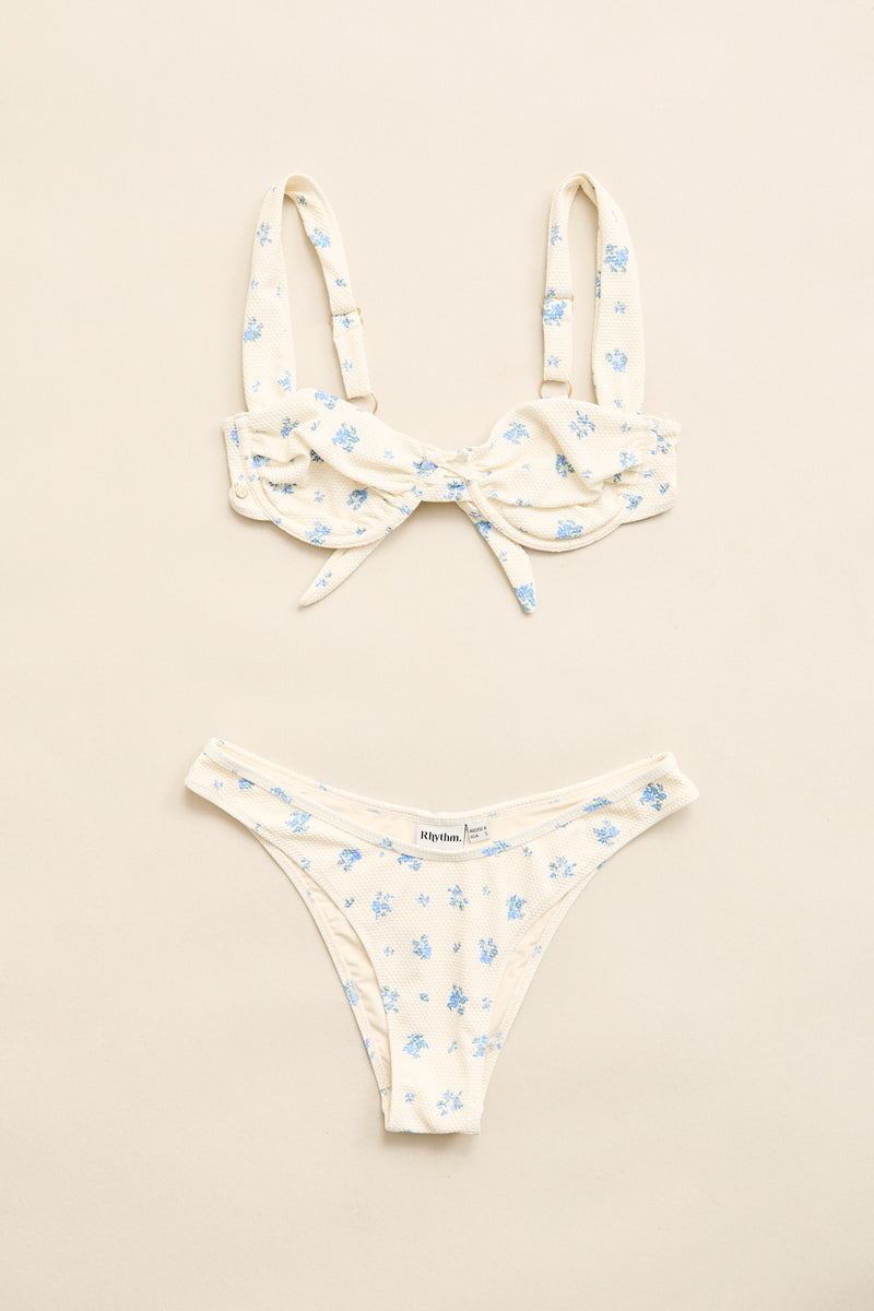 Dahlia Floral Underwire Balconette Top  Sky
