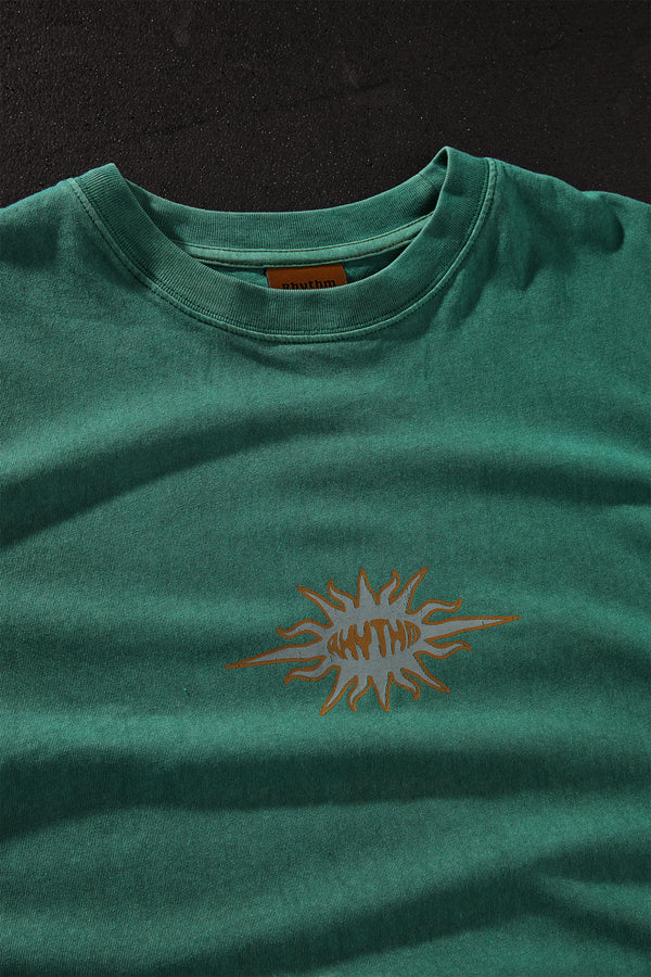 Flame Printed Vintage Ss T Shirt Green