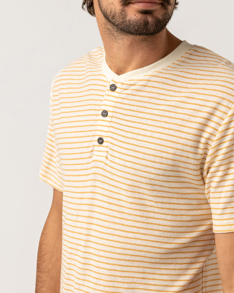 Linen Stripe SS Henley Natural