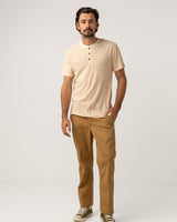 Linen Stripe SS Henley Natural