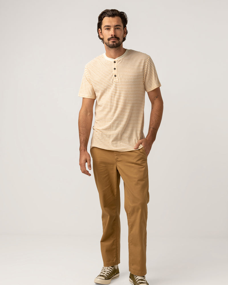 Linen Stripe SS Henley Natural