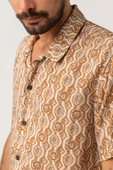 Floral Stripe Ss Shirt Butterscotch