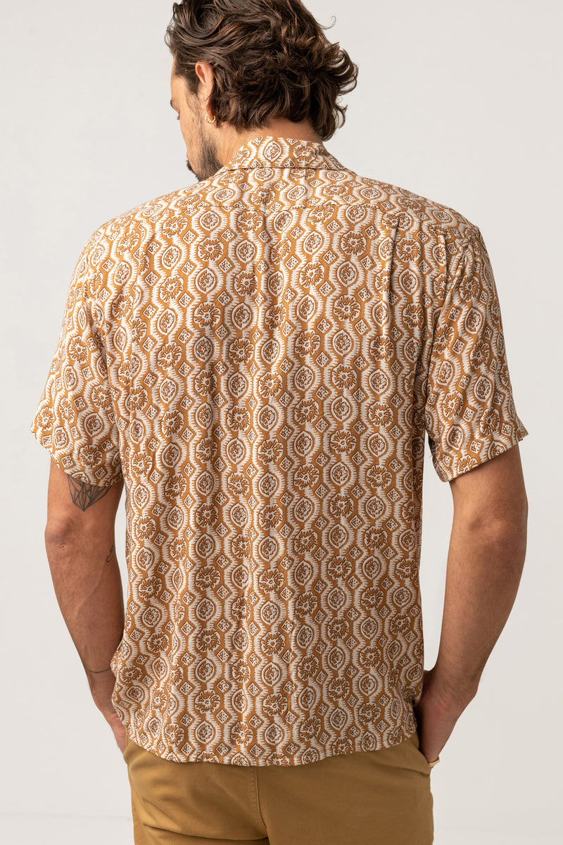 Floral Stripe Ss Shirt Butterscotch