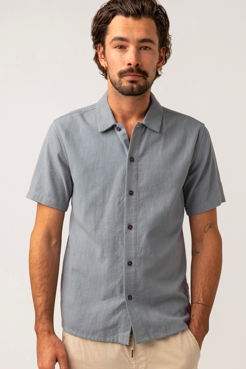 Textured Linen SS Shirt Slate