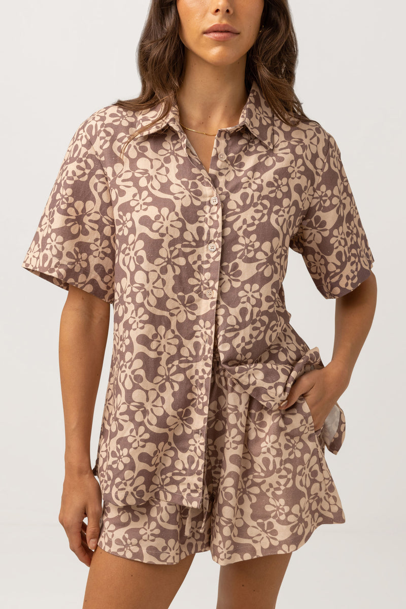 Drifter Floral Shirt Chocolate