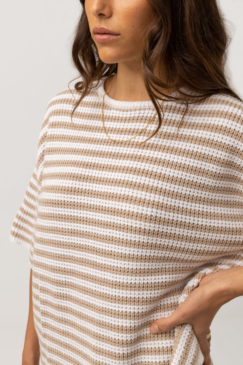 Corsica Knit Oversized Tee Oatmarle Stripe