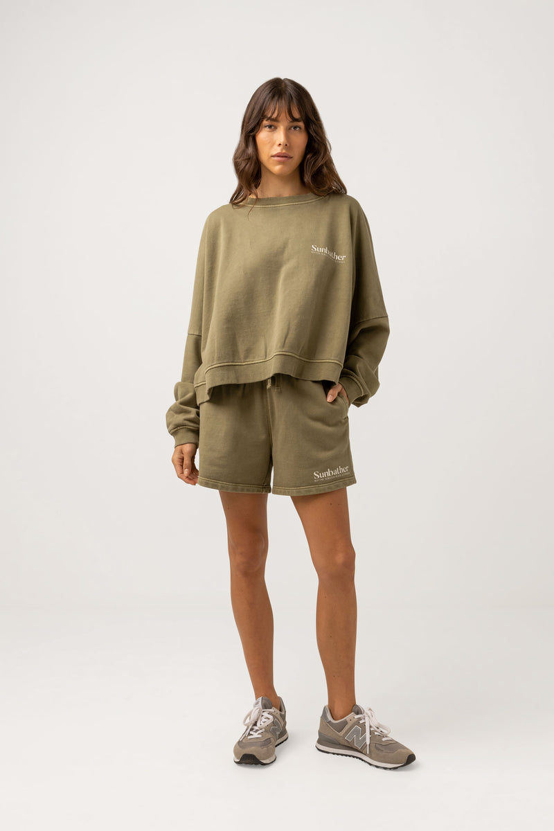Sunbather Fleece Short Washed Olive