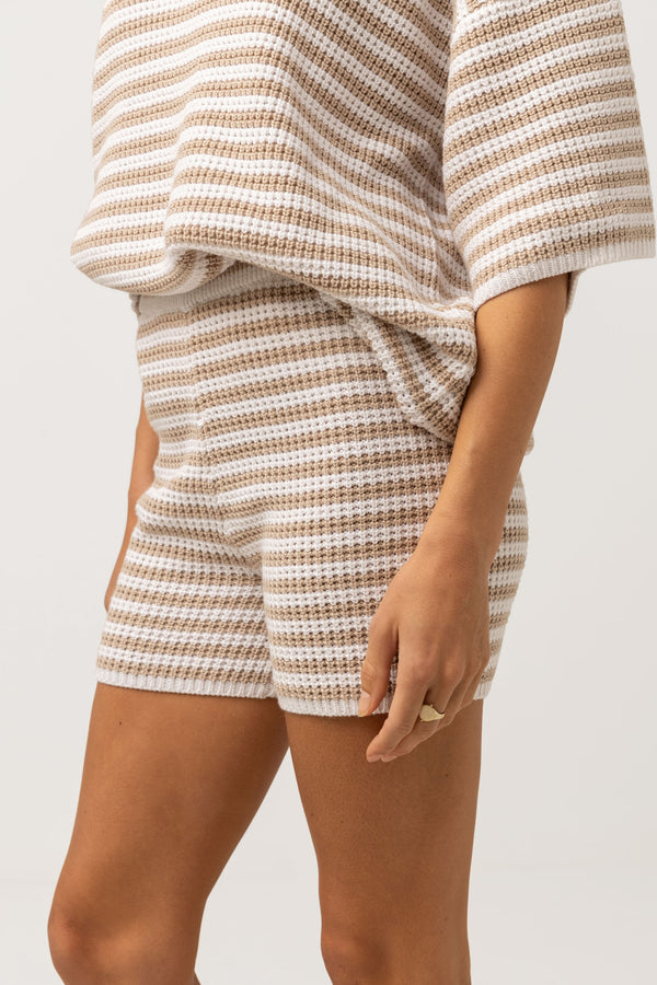 Corsica Knit Short Oatmarle Stripe