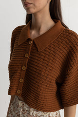 Evermore Knit Short Sleeve Shirt Caramel