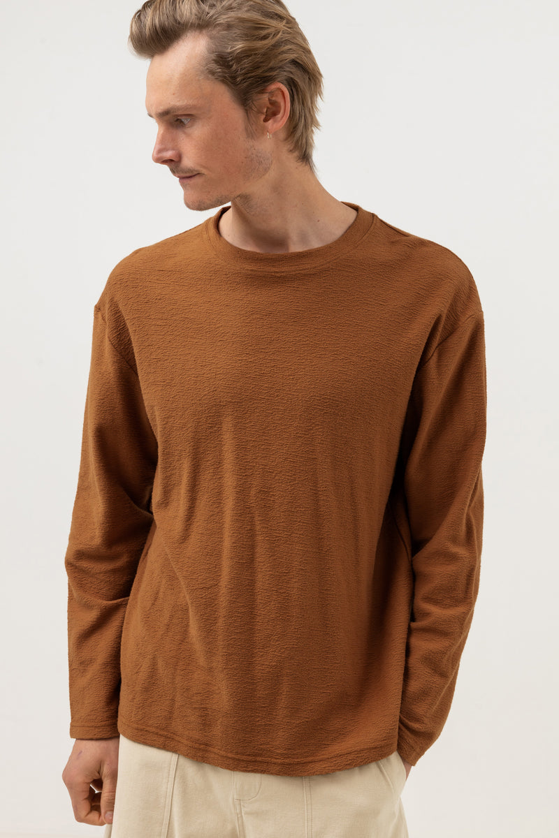 Textured LS T-Shirt Brown