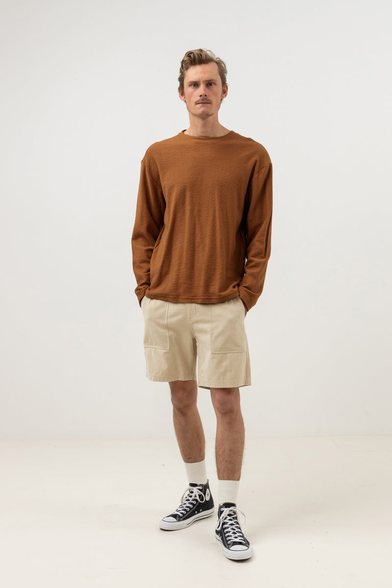 Textured LS T-Shirt Brown