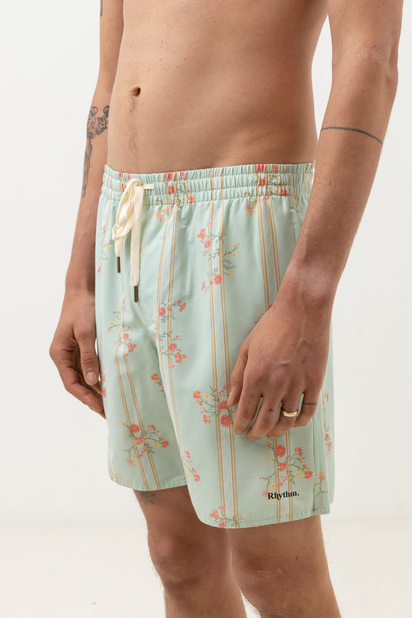 Floral Stripe Beach Short Sage