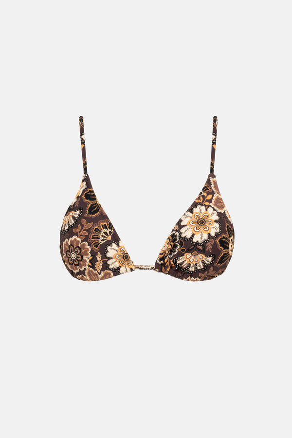 Cantabria Floral Slide Tri Top Brown
