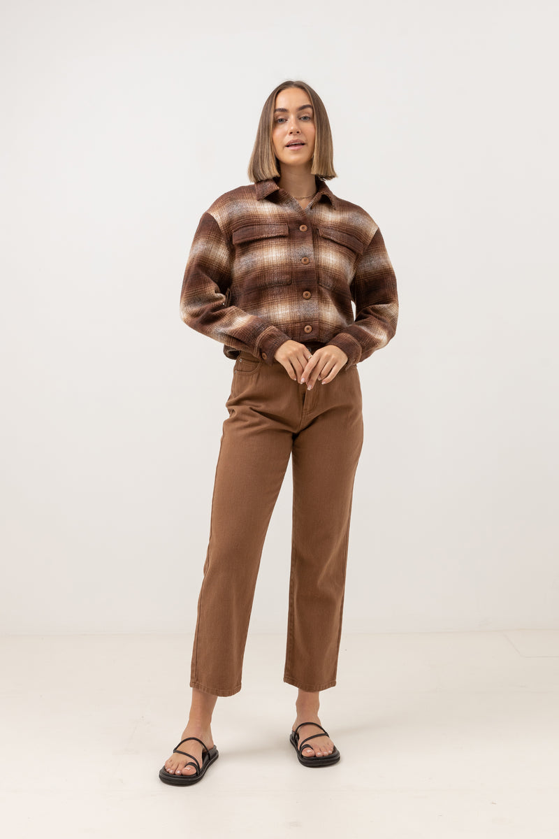 Dylan Cropped Shacket Brown