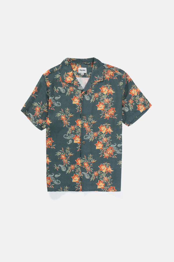 Tropical Paisley Cuban Ss Shirt Pine
