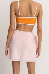 Washed Out Wrap Mini Skirt Pink