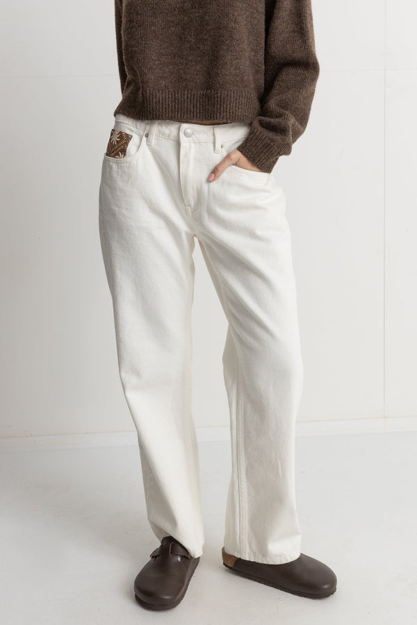 Patch Low Rise Pant Cream