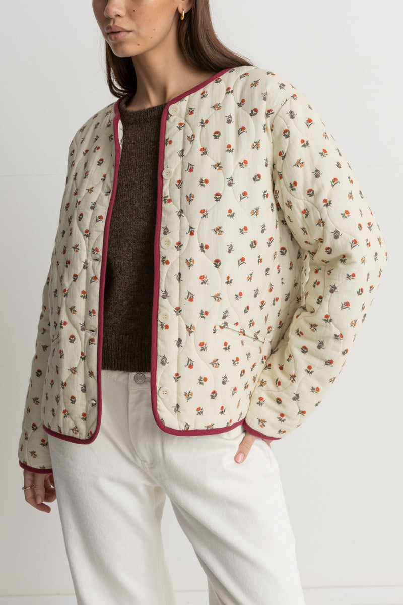 Harlow Floral Quilted Jacket Natural