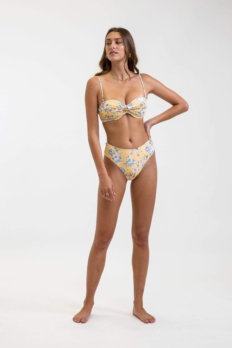 Oia Bloom Knotted Bandeau Top Butter