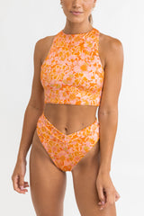 Evangeline Floral Cross Back Crop Top Mandarin