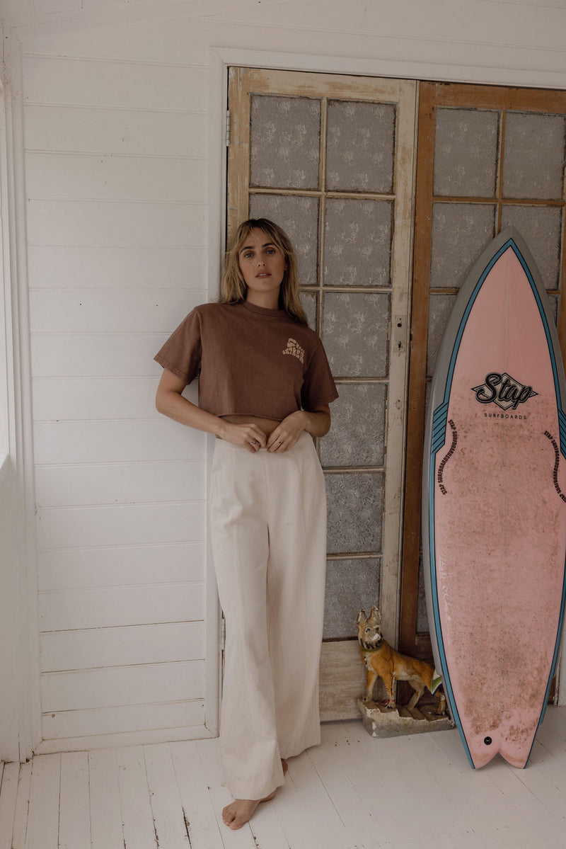 Sunbather Cut Off Boyfriend Tee Chocolate