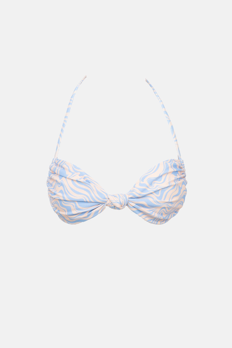 Paradiso Knot Front Halter Top Blue
