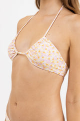 Euphoria Floral Gather Front Halter Top Pink