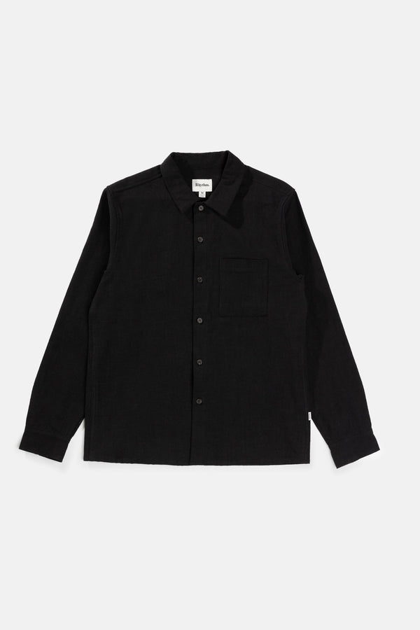 Textured Linen Ls Shirt Black
