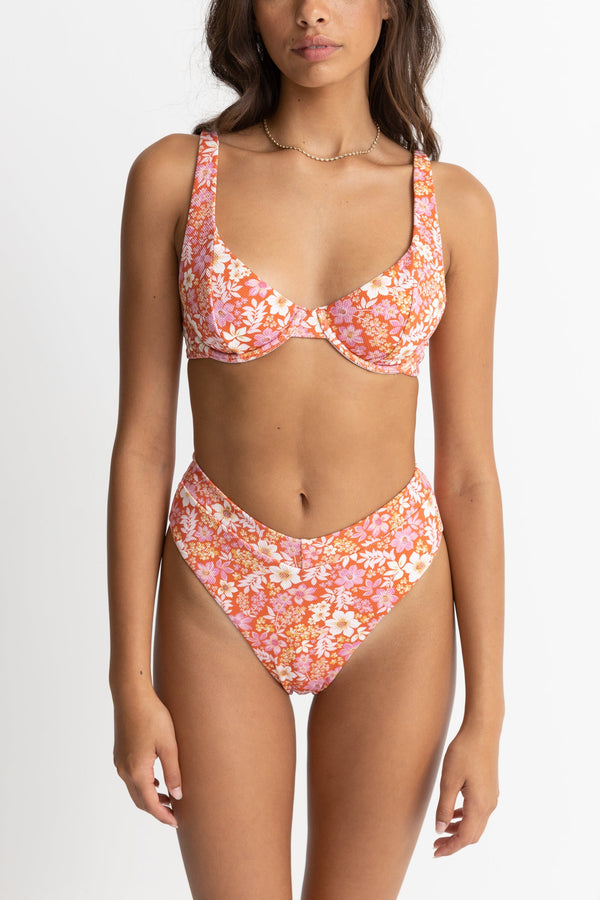 Luna Floral Underwire Top Red
