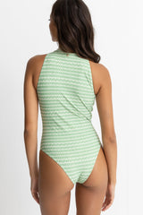 Clearwater Zip Front One Piece Sage