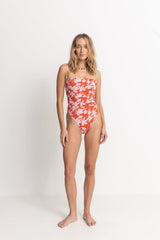 Catalina Floral Scrunched Side One Piece Red