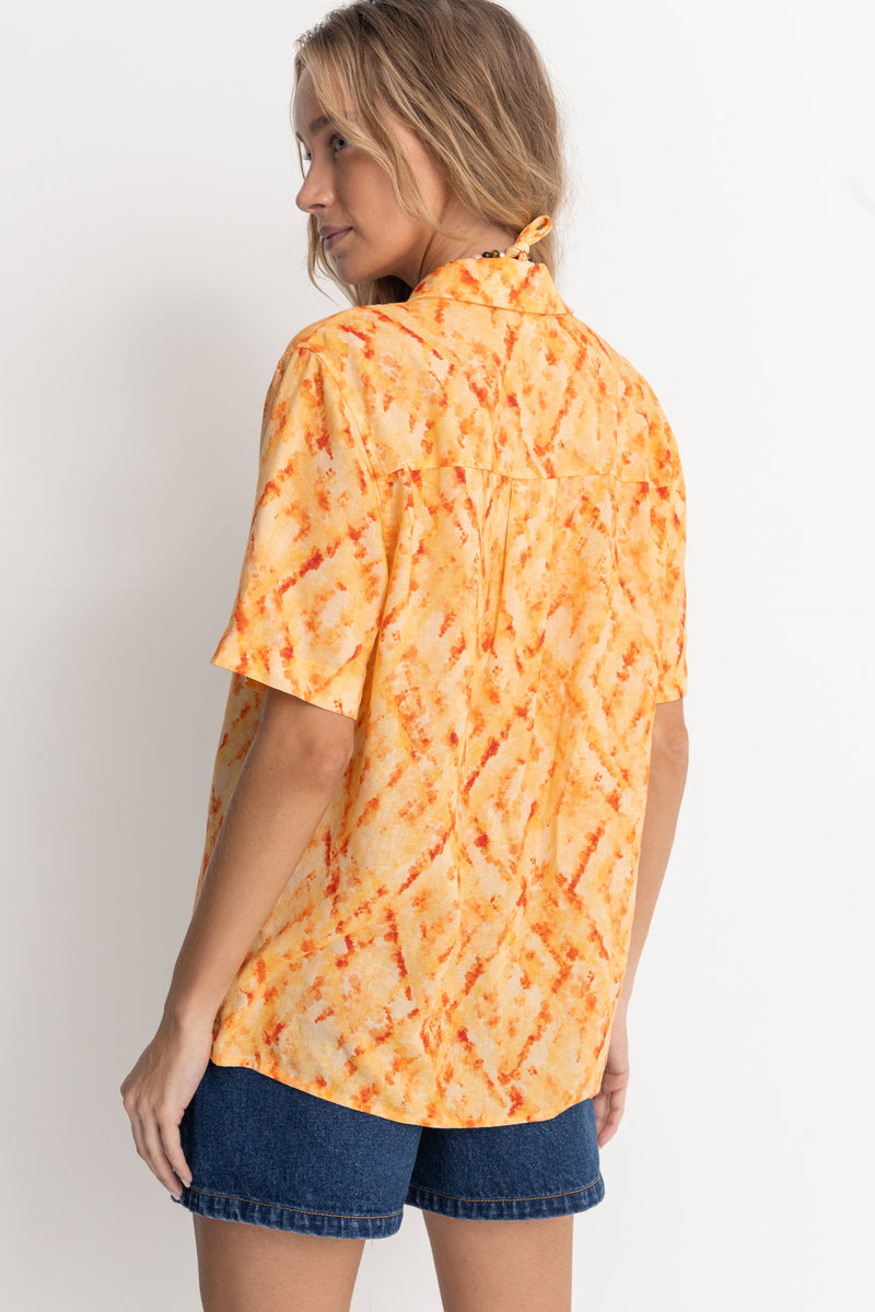 Fiesta Tie Dye Short Sleeve Shirt Orange