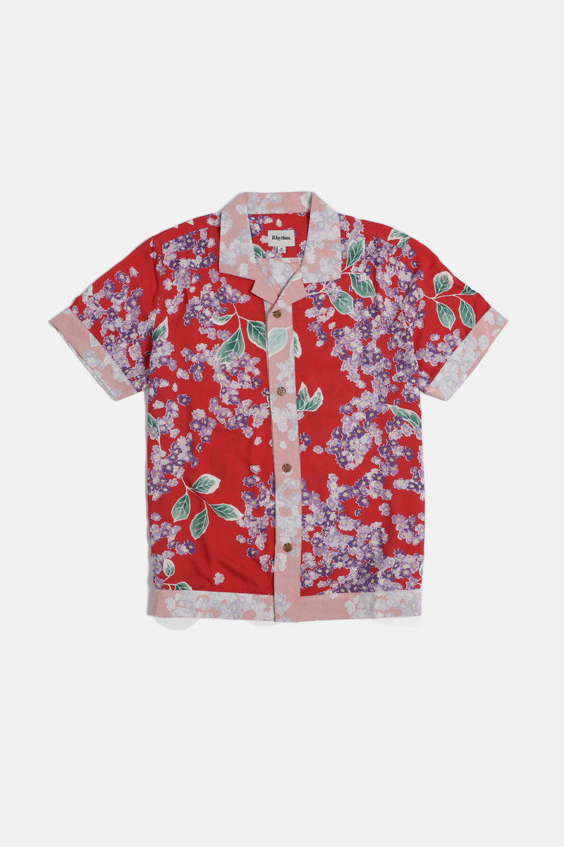Isle Floral Cuban Ss Shirt Red