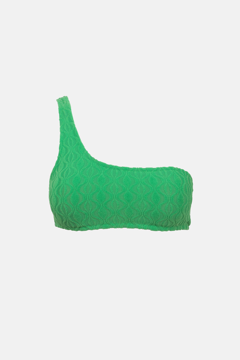 Ripple Terry One Shoulder Top Green